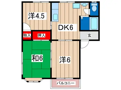 フローラルハイツ2号棟(3DK/2階)の間取り写真