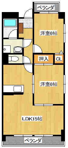マーブル5番館(2LDK/3階)の間取り写真