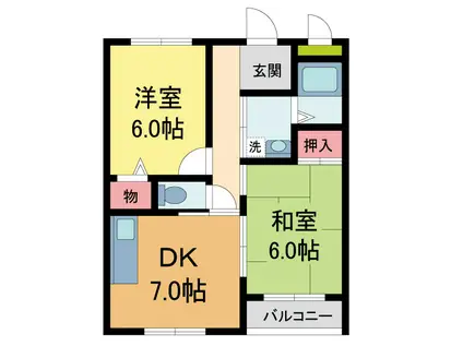 ソレーユ神垣(2DK/3階)の間取り写真