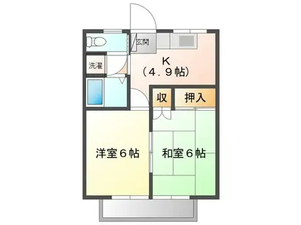 カサデムーンパートI・II(2K/1階)の間取り写真