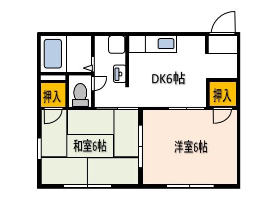 クレスト弥生台B(2DK/1階)の間取り写真