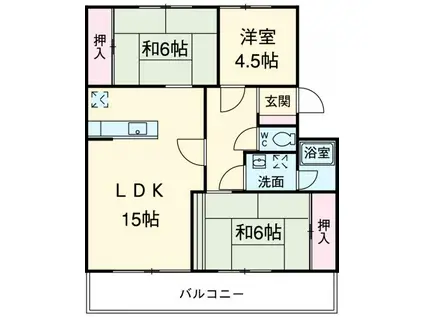 ユトリロ前田南(3LDK/4階)の間取り写真