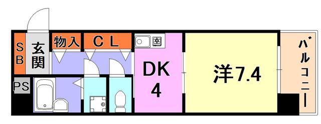 プレサンス新神戸(1DK/7階)の間取り写真