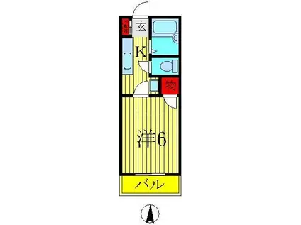 ホープラスソメヤ(1K/2階)の間取り写真