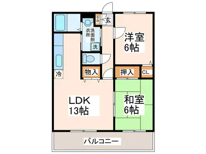 OAK飛田(2LDK/4階)の間取り写真