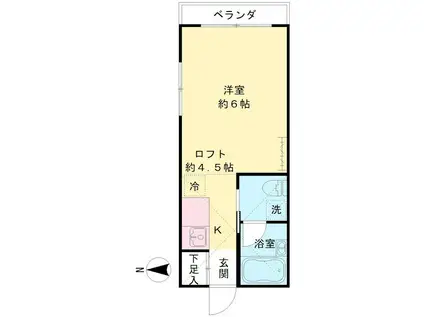 ホワイトウイング鈴木(ワンルーム/2階)の間取り写真