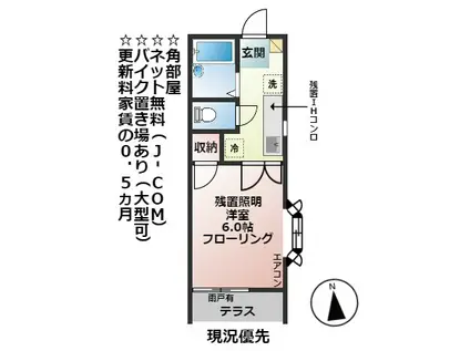 ハイツゆーかりII(1K/1階)の間取り写真