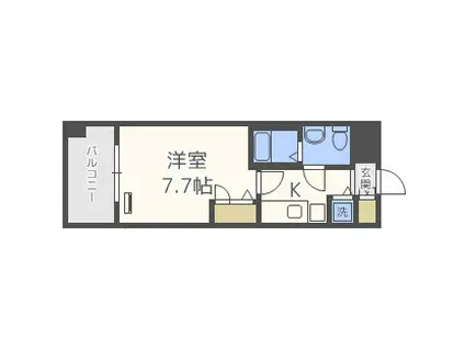 ピュアドームグランデージ博多(1K/7階)の間取り写真