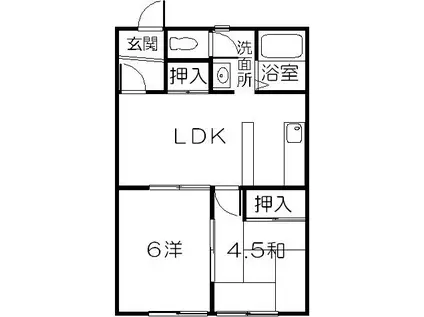 パークサイド広瀬(2DK/3階)の間取り写真