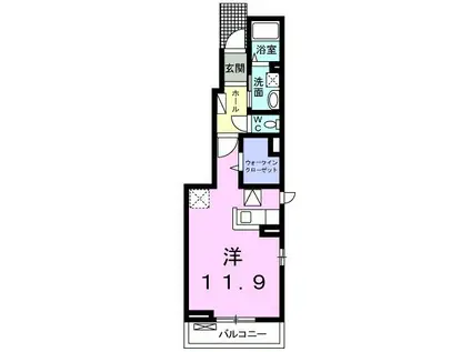 PLEASANT・M穂波A(ワンルーム/1階)の間取り写真