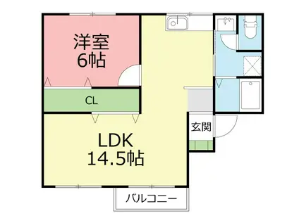 ライムハイツ(1LDK/2階)の間取り写真