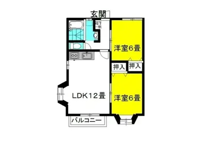 グランシャリオ 4番館(2LDK/2階)の間取り写真