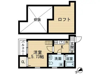 プレジール吉塚(1K/2階)の間取り写真