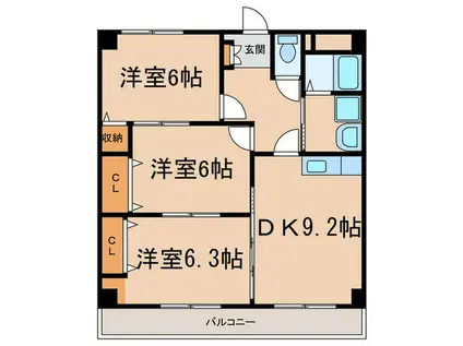 マノワール錦(3DK/2階)の間取り写真