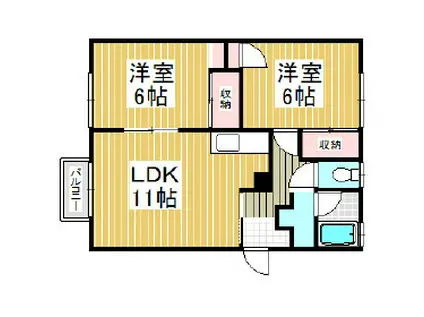 グランドール登別本町(2LDK/2階)の間取り写真