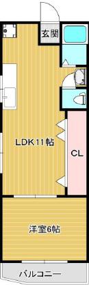 ニューマンション楠木(1LDK/3階)の間取り写真