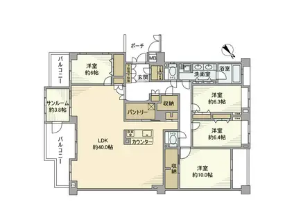 ジェイパーク横濱ヒルズ(4LDK/3階)の間取り写真