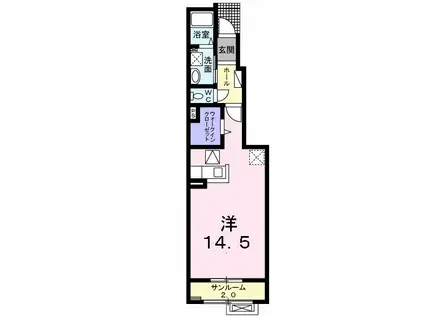 フェイシス横越II(ワンルーム/1階)の間取り写真
