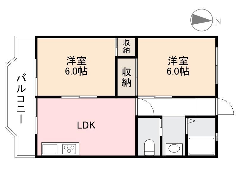 中山マンション(2DK/2階)の間取り写真