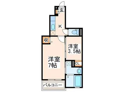 グレースコート(1K/1階)の間取り写真