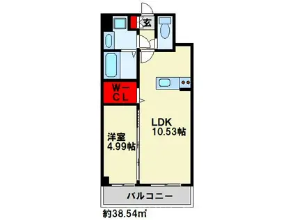 エストラーダ小倉(1LDK/4階)の間取り写真