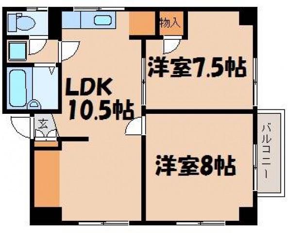 千柄ビル(2LDK/1階)の間取り写真