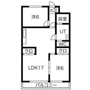 ロイヤルマンション丁田(2LDK/5階)の間取り写真