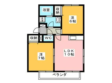 ガーデンコート西添B(2LDK/1階)の間取り写真