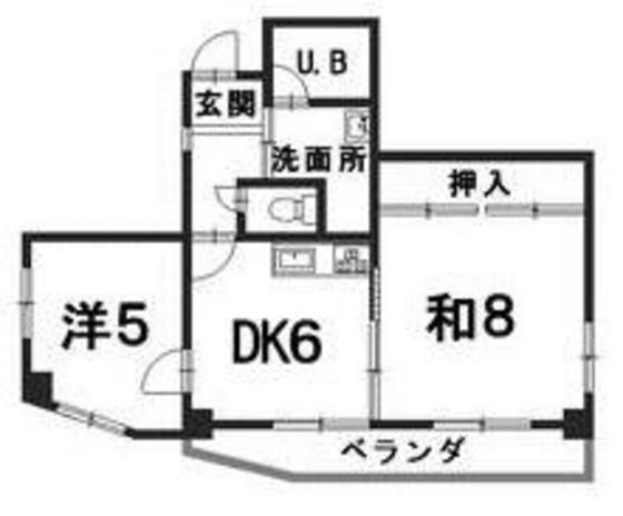 比治山パークサイドビル(2DK/5階)の間取り写真