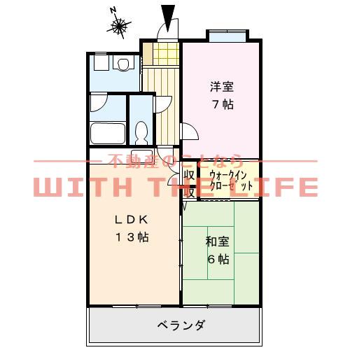 グランドゥールパティオ(2LDK/8階)の間取り写真