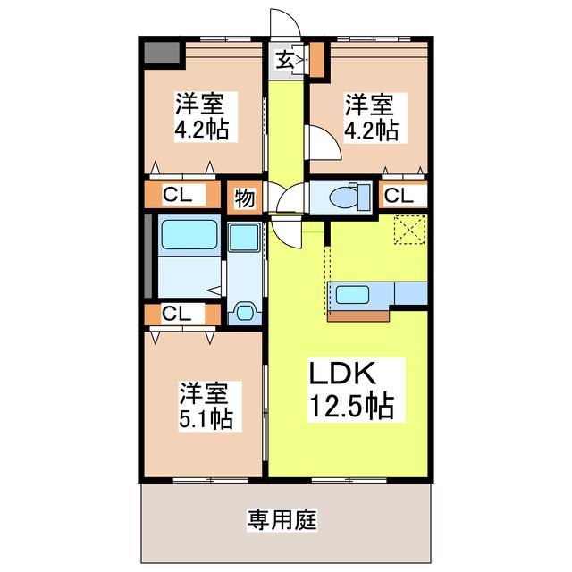 グラン・リュミエール(3LDK/1階)の間取り写真