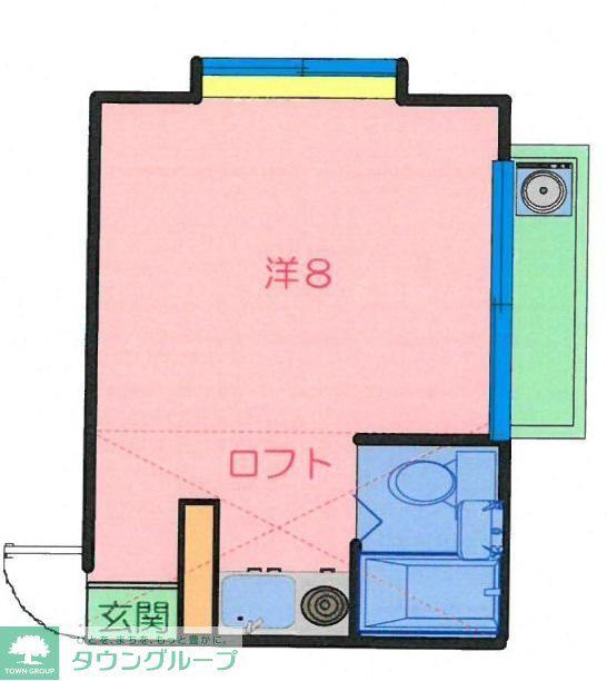 キャロットハウス北野(ワンルーム/2階)の間取り写真
