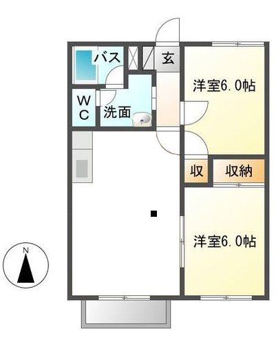 ホープスターA(2LDK/1階)の間取り写真
