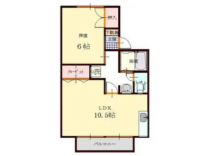 メゾンみやま(1LDK/1階)の間取り写真