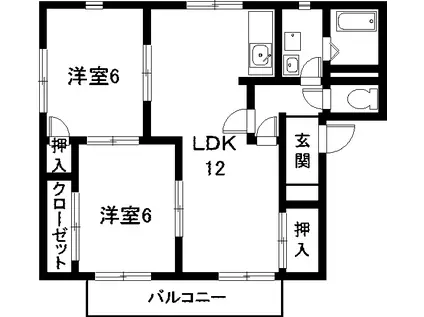 グリーンハイツ鈴木A棟(2LDK/2階)の間取り写真