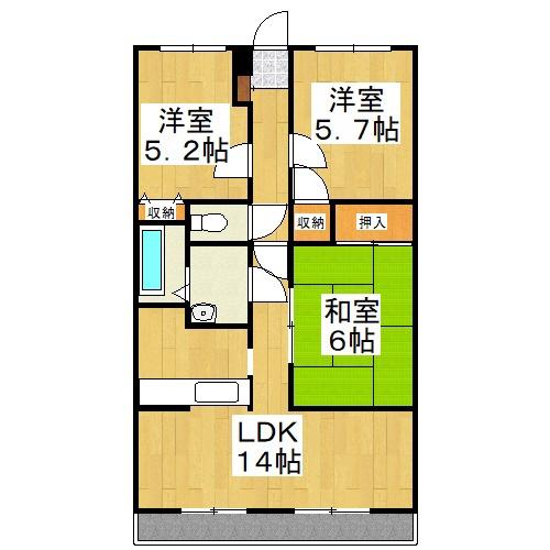 シーサイド操明(3LDK/3階)の間取り写真
