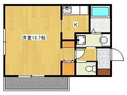 BLISS黒髪(1K/1階)の間取り写真