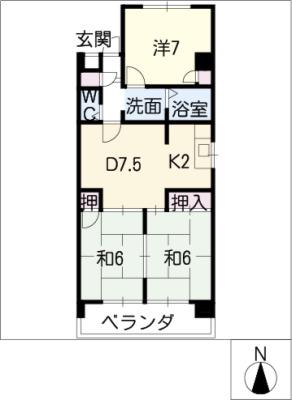 ウィングコート平針(3LDK/5階)の間取り写真