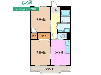 プレミールFUKUI(2DK/1階)の間取り写真