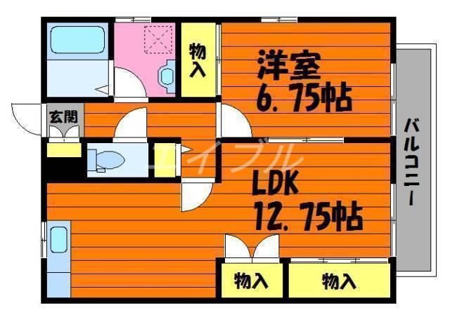 アモロッソS&S(1LDK/2階)の間取り写真