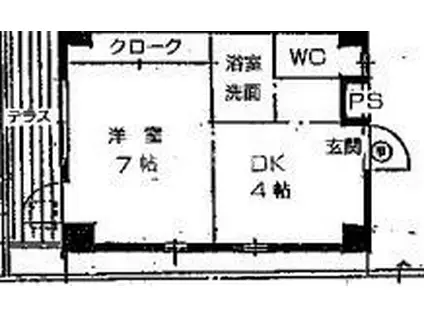 リッジヴィラ魚崎(1DK/2階)の間取り写真