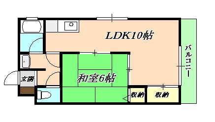 ハイツサンライズ(1LDK/2階)の間取り写真