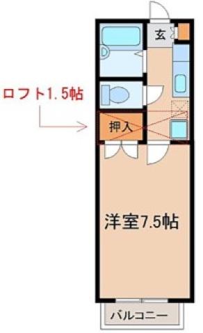 メゾン駅東(1K/2階)の間取り写真