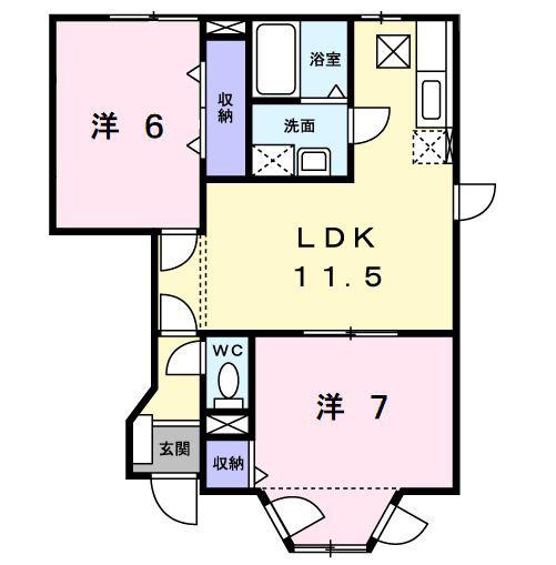 アン・プレーヌB(2LDK/1階)の間取り写真