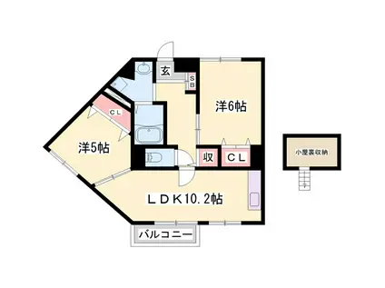 サンセールIII(2LDK/2階)の間取り写真