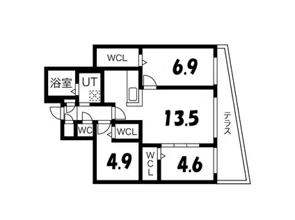 クラウド東札幌(3LDK/1階)の間取り写真