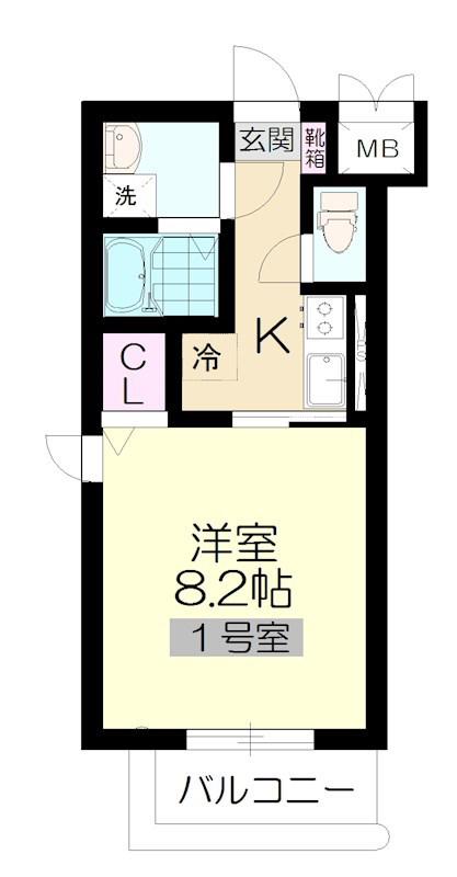 マックス河原町駅(1K/1階)の間取り写真