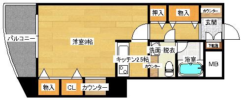 サンクレスト東雲(ワンルーム/6階)の間取り写真