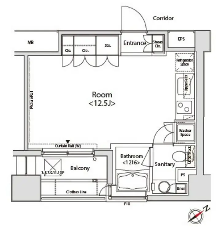 カスタリア目黒かむろ坂 14階階 間取り