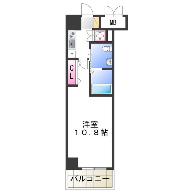 フェニックスレジデンス堺東(1K/14階)の間取り写真